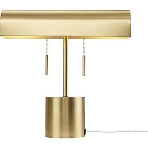 Light Desk Lamp, Globe Electric 16" 2-Matte Brass, 2.1A USB Port, Double On/Off